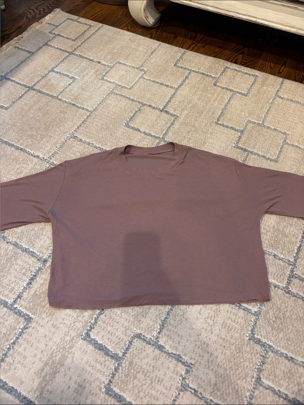 Cropped Mauve Ribbed Short Sleeve Top